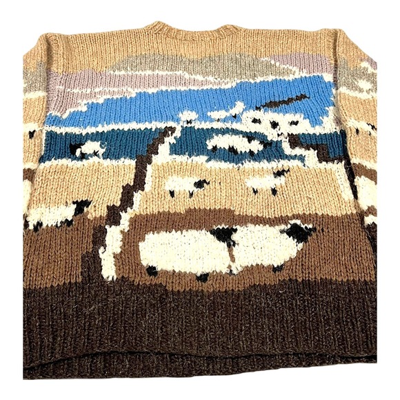 Woolrich Women's M Wool Knit Sweater Sheep Landscape Vintage - Picture 10 of 12